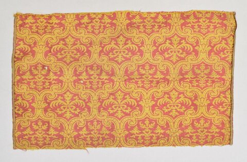 Pink and Yellow Patterned Textile Fragment