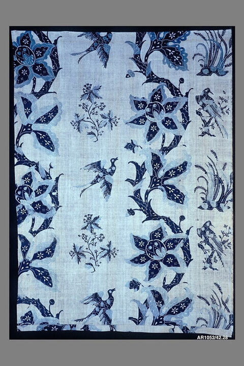 Blue and White Bird Floral Textile