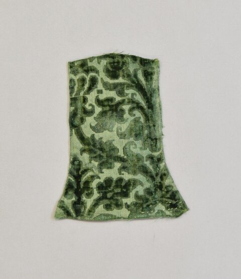 Green Patterned Velvet Fabric Fragment