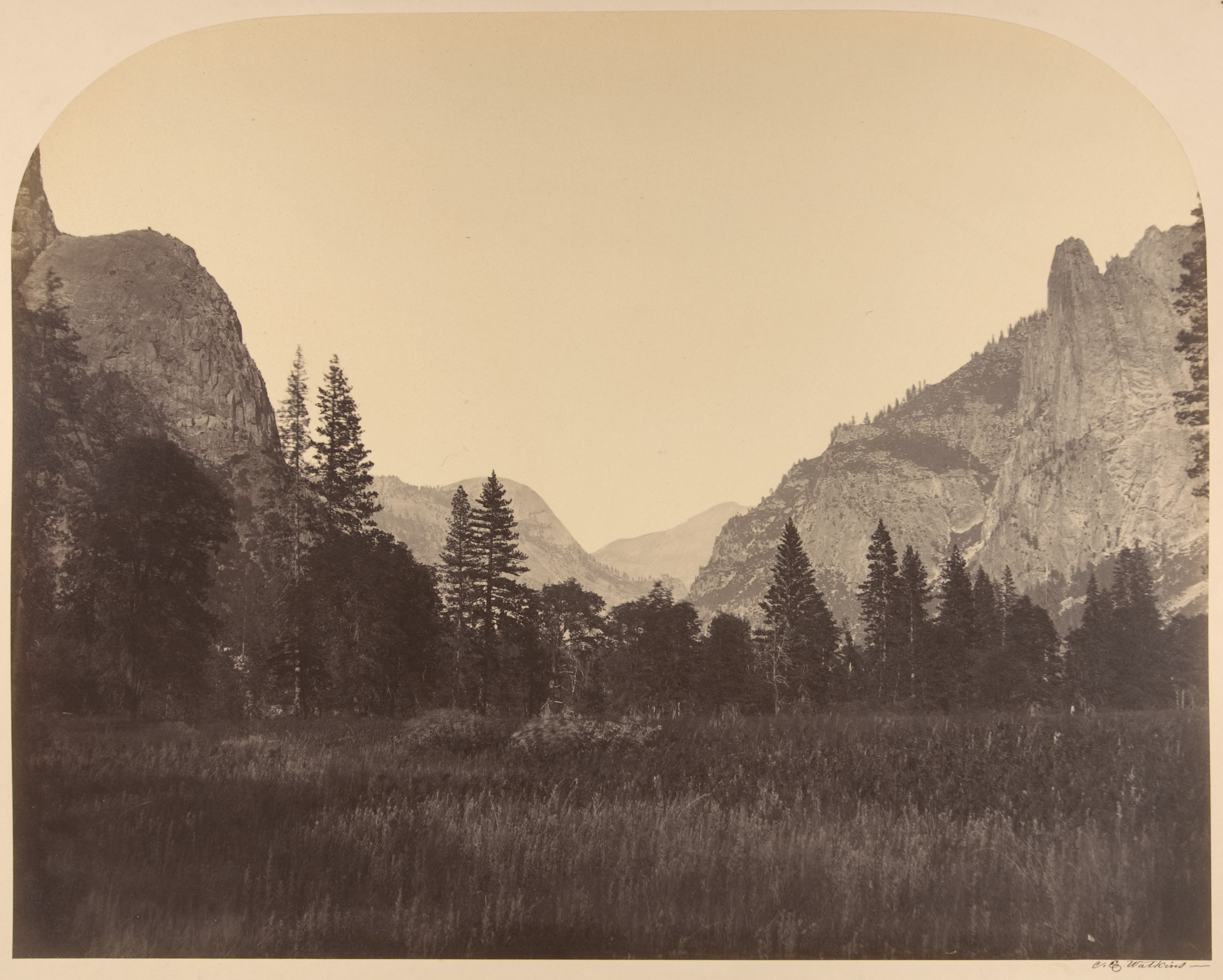 Vintage Mountain Valley Landscape