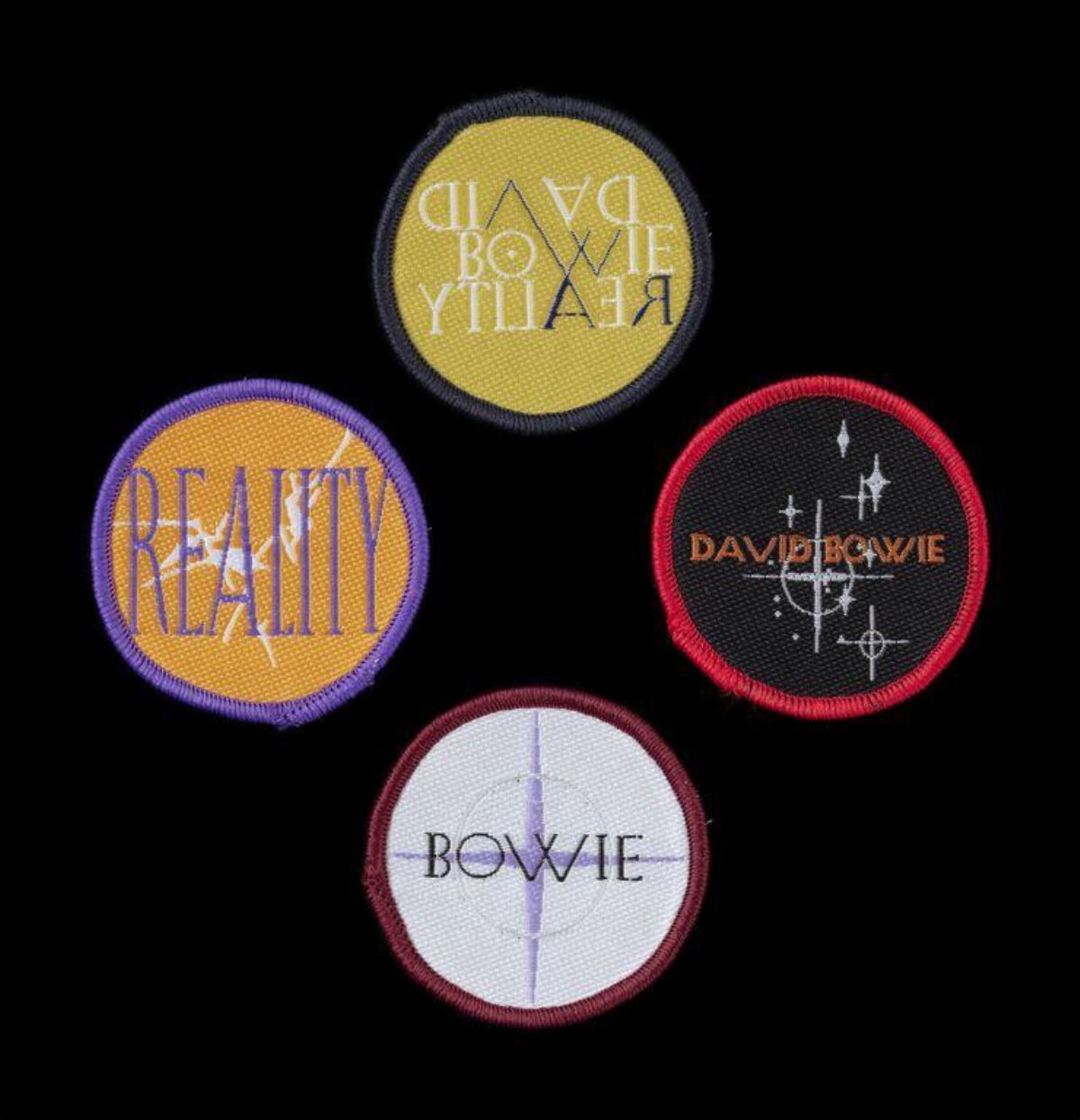 Four David Bowie Embroidered Patches