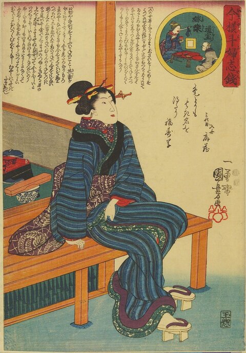Japanese Ukiyo-e Seated Woman