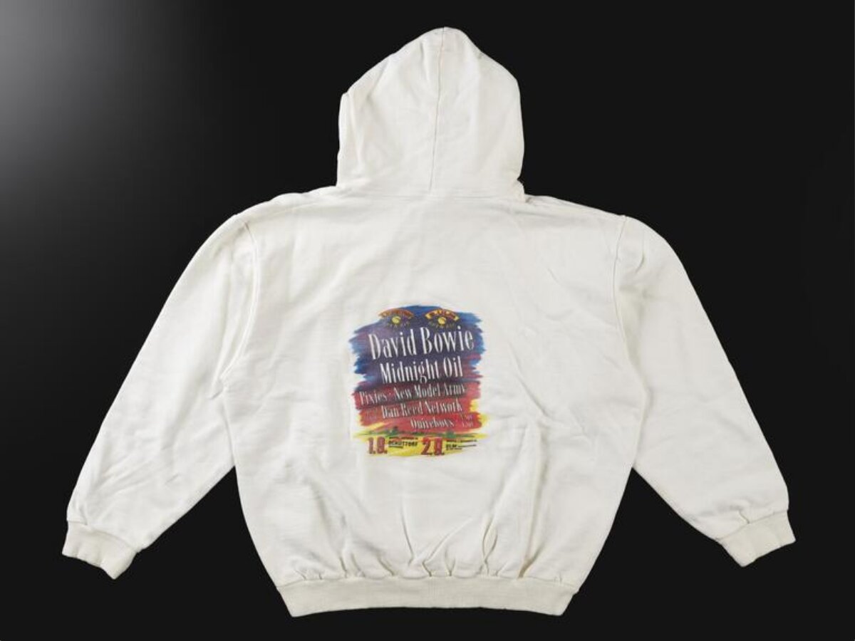 White Band Print Graphic Hoodie