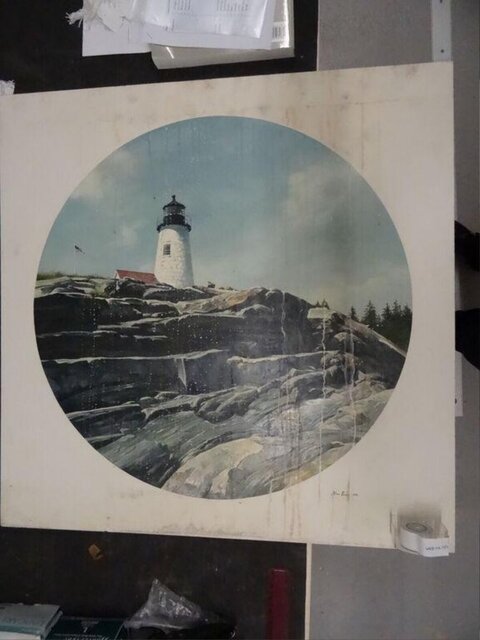 Lighthouse on Rocky Coast Painting