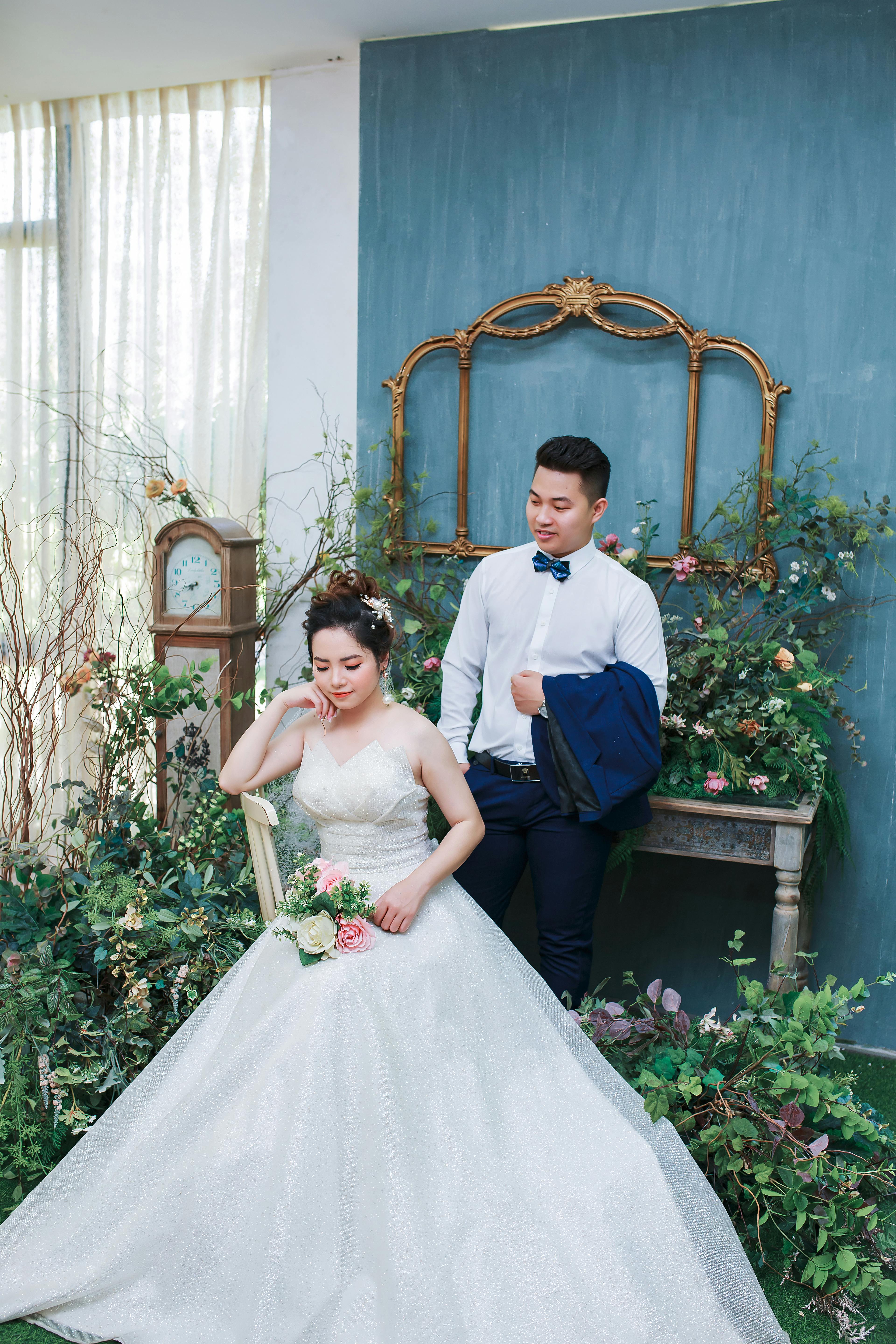 Indoor Wedding Couple Portrait