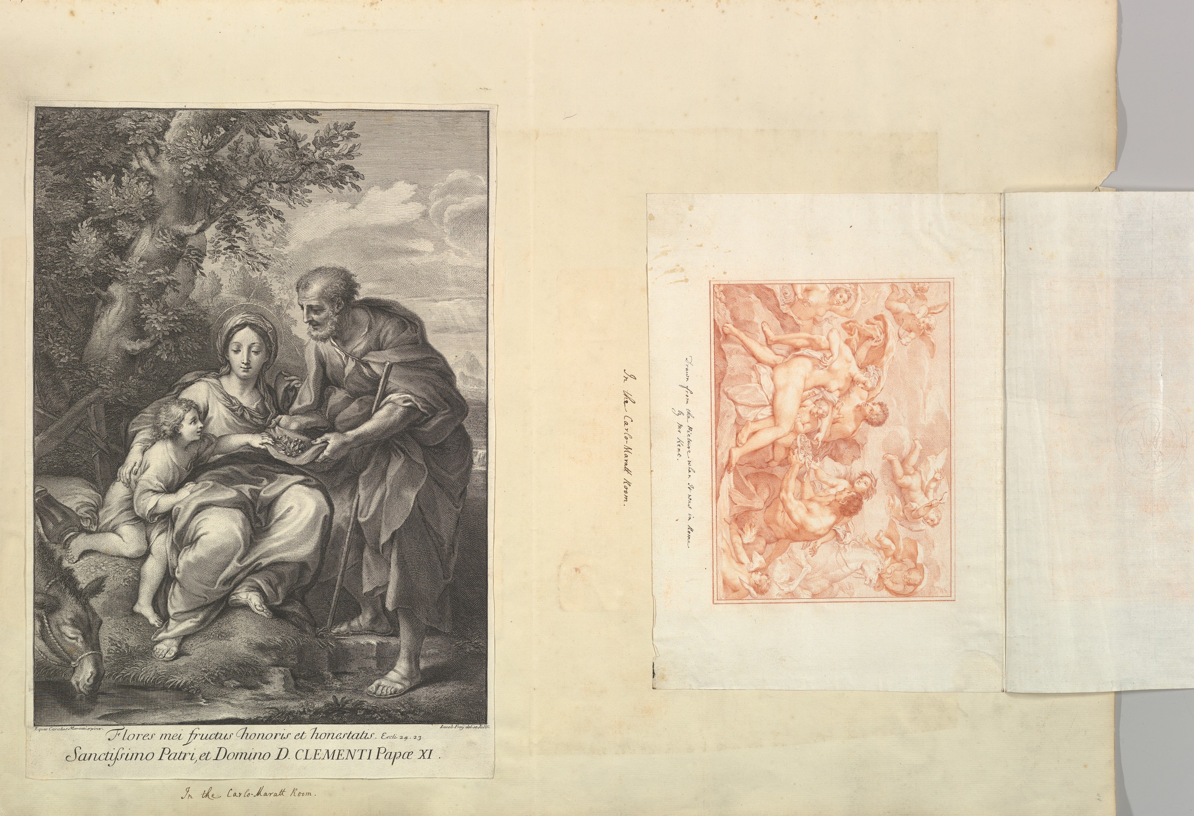 Two Antique Religious Engravings on Aged Paper