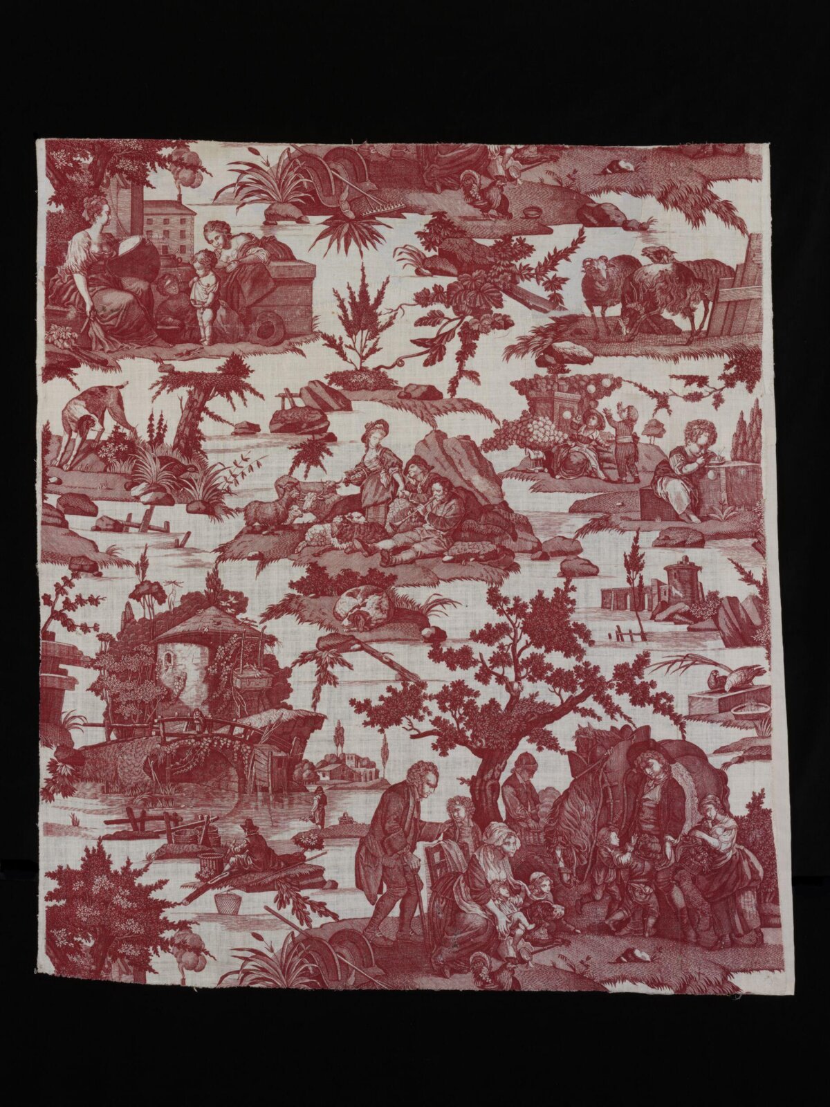Red Pastoral Pattern Printed Fabric