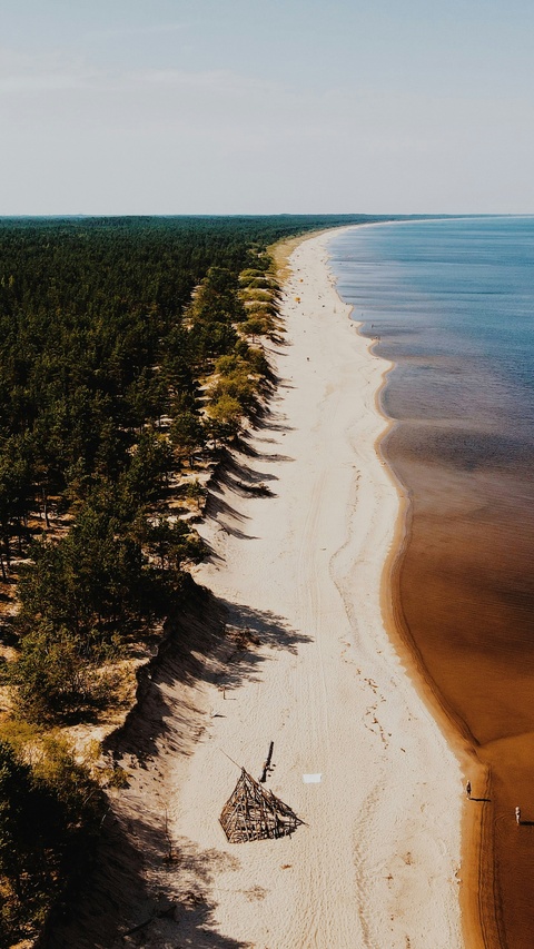 Aerial View of Long Coastal Beach
