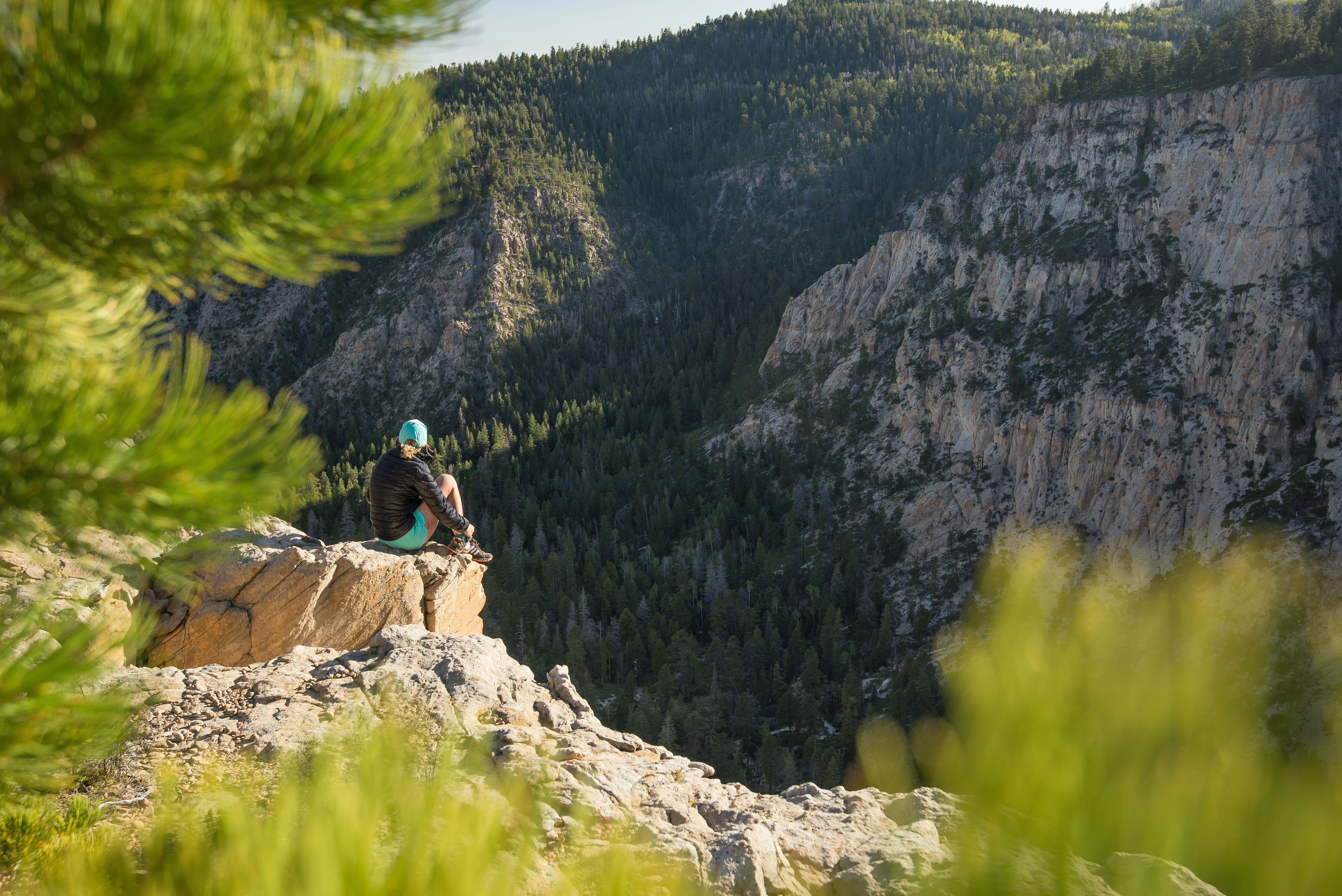 Hiker Overlooking Mountain Canyon