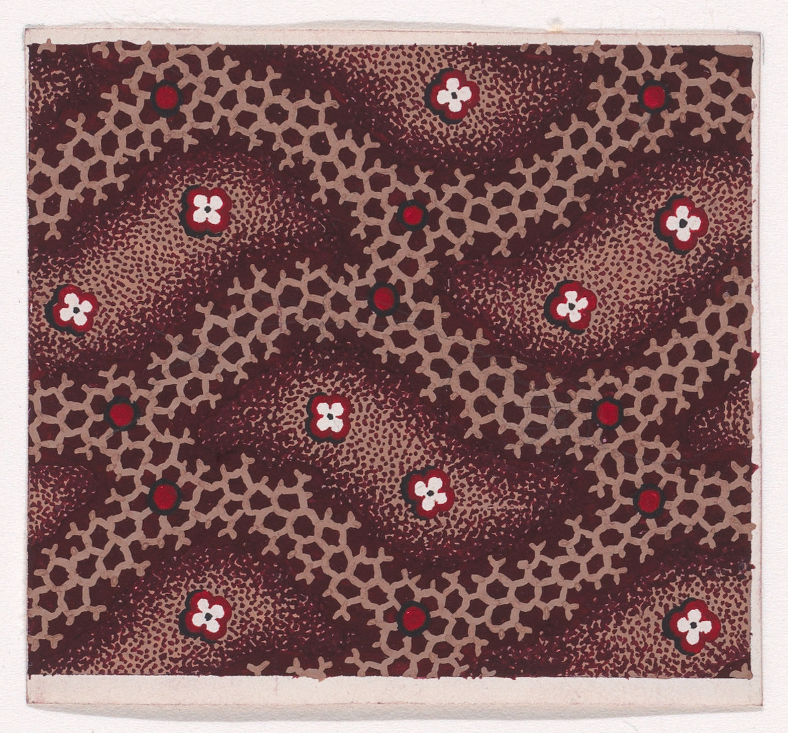 Red Brown Floral Batik Pattern