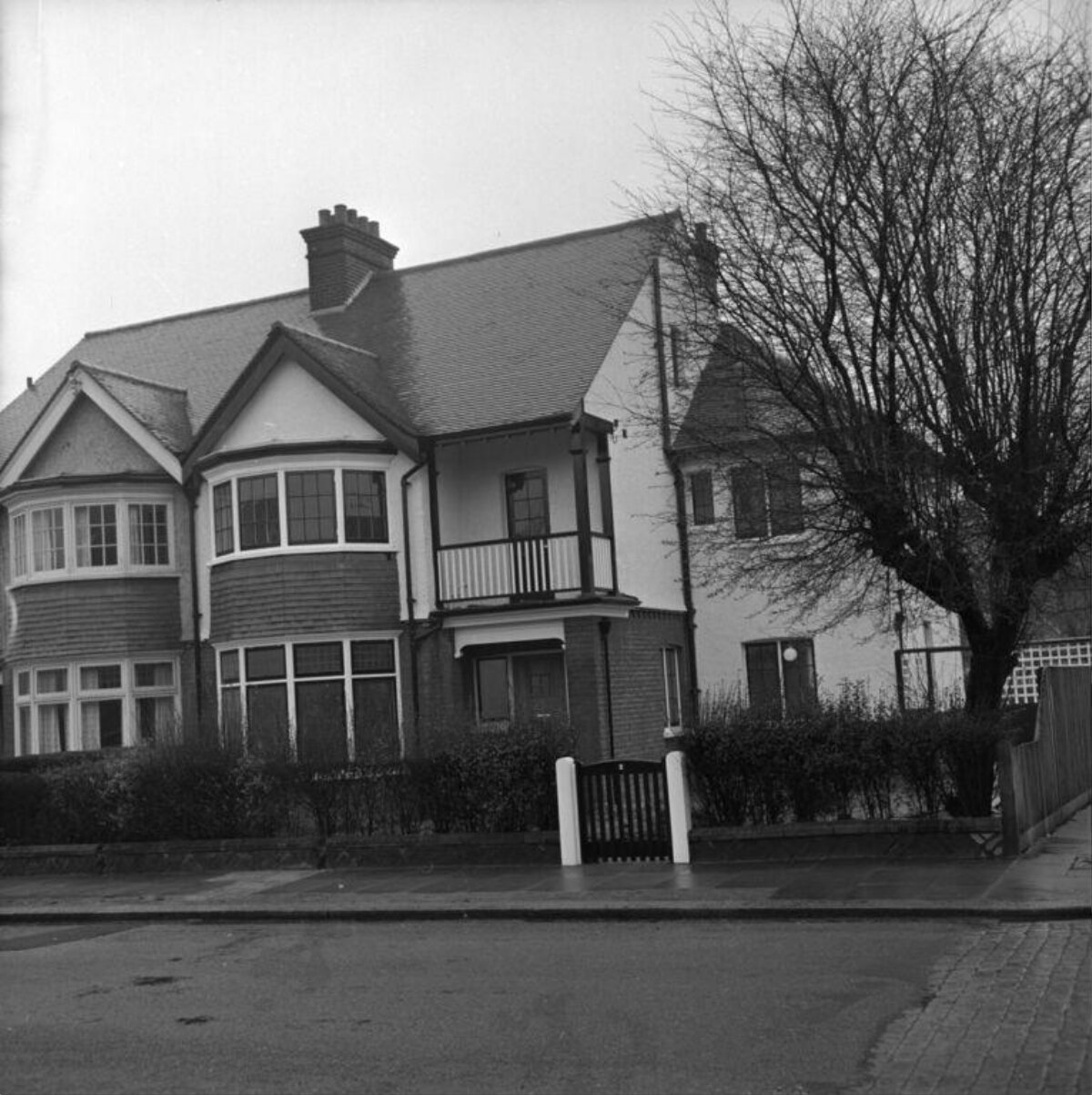 Black and White Suburban Street Houses