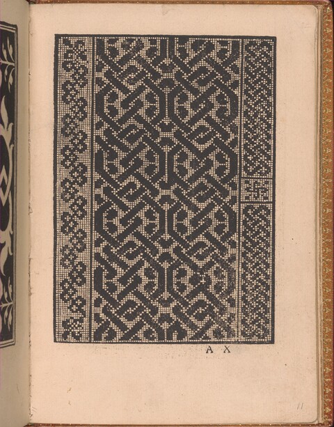Geometric Knotwork Pattern on Antique Book Page