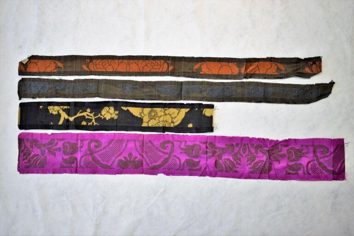 Four Patterned Antique Textile Strips