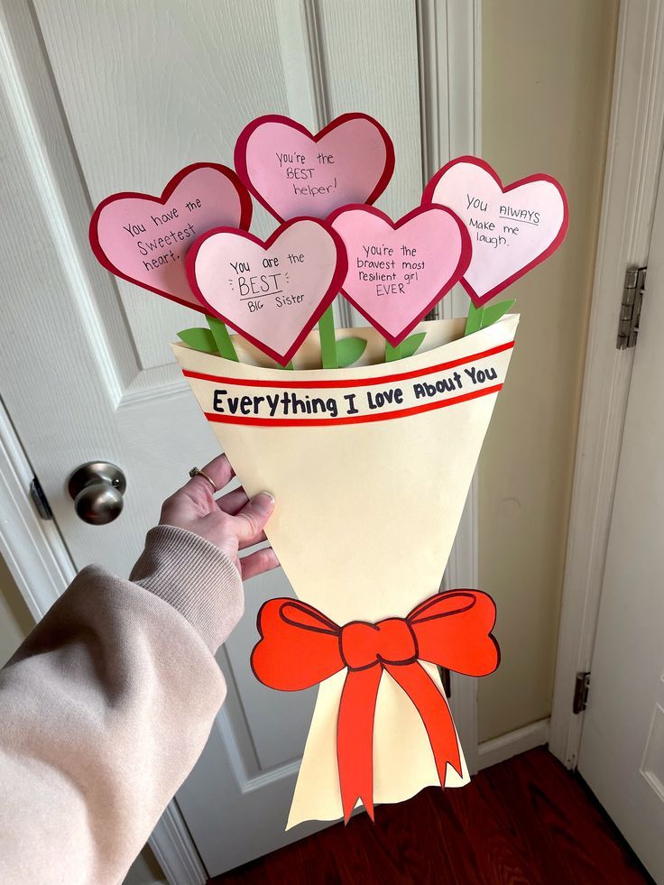 Handmade Heart Paper Affirmation Bouquet