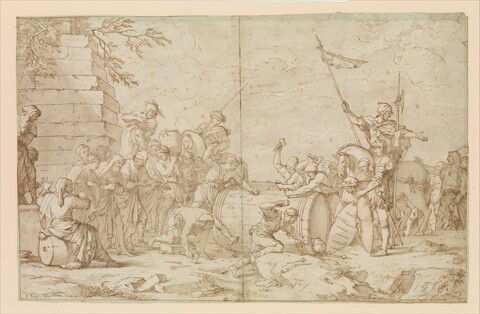 Workers Building Large Cask Sketch