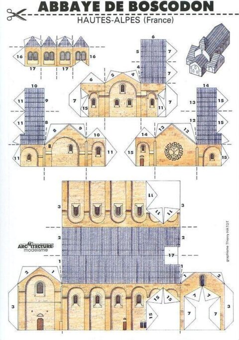 Abbaye de Boscodon Paper Model Template