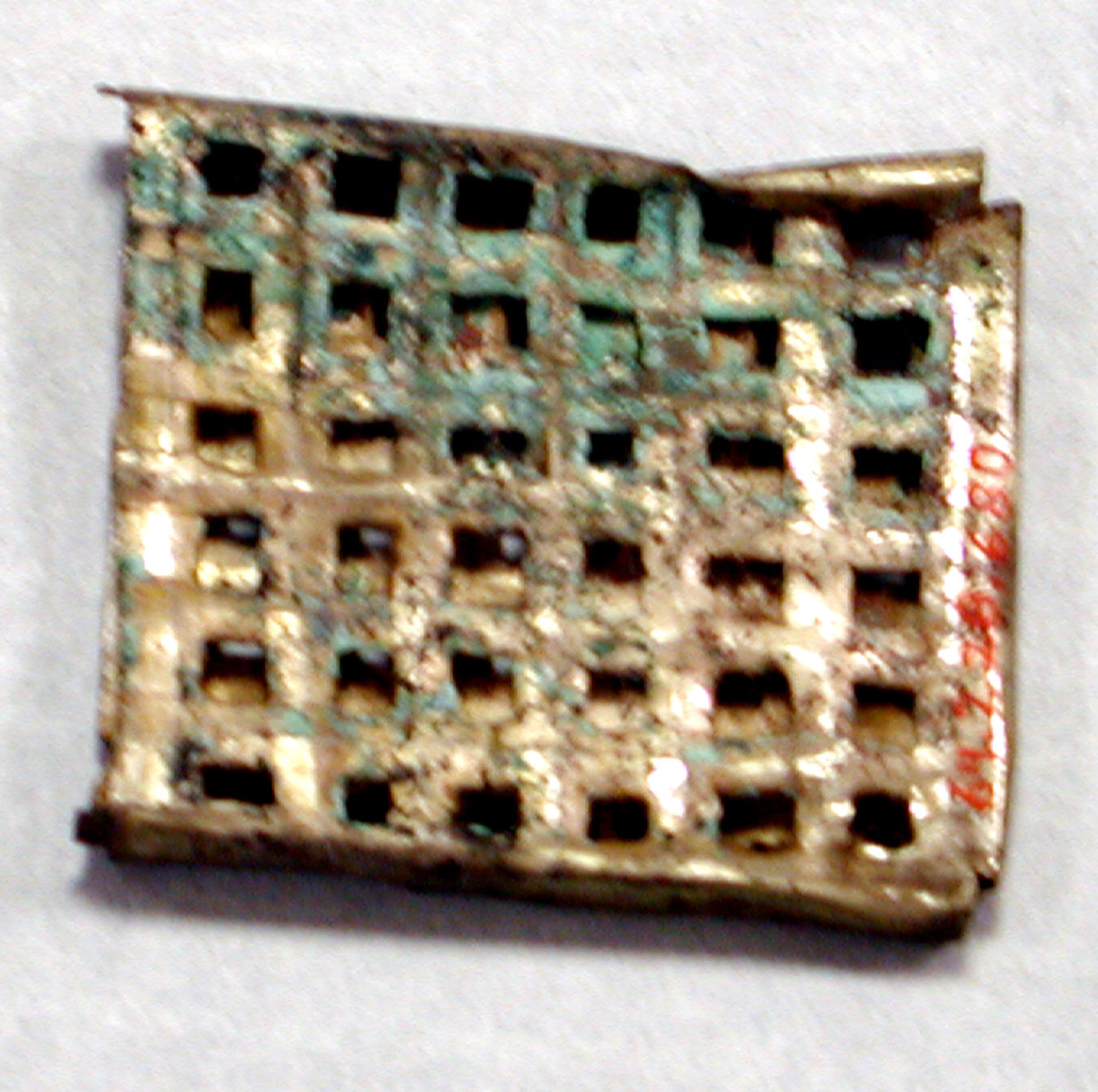 Ancient Gilded Perforated Metal Artifact