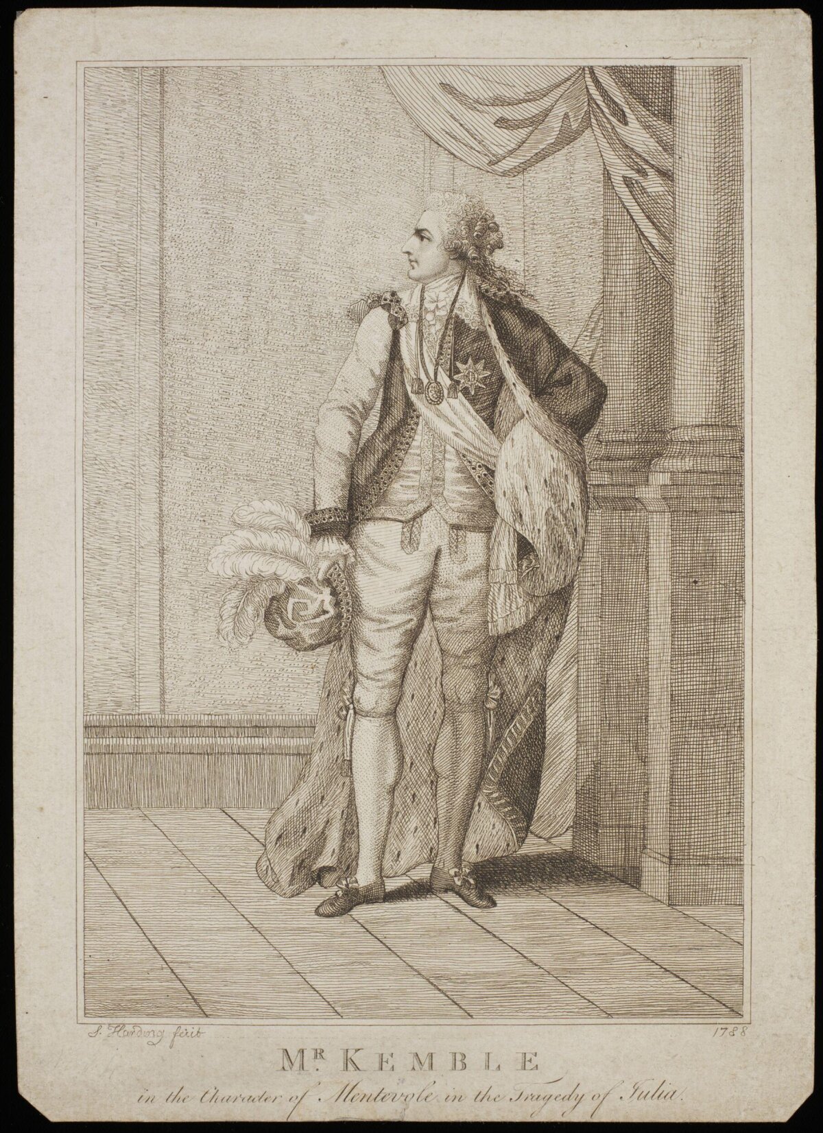 1788 Engraving of Mr Kemble as Montervile