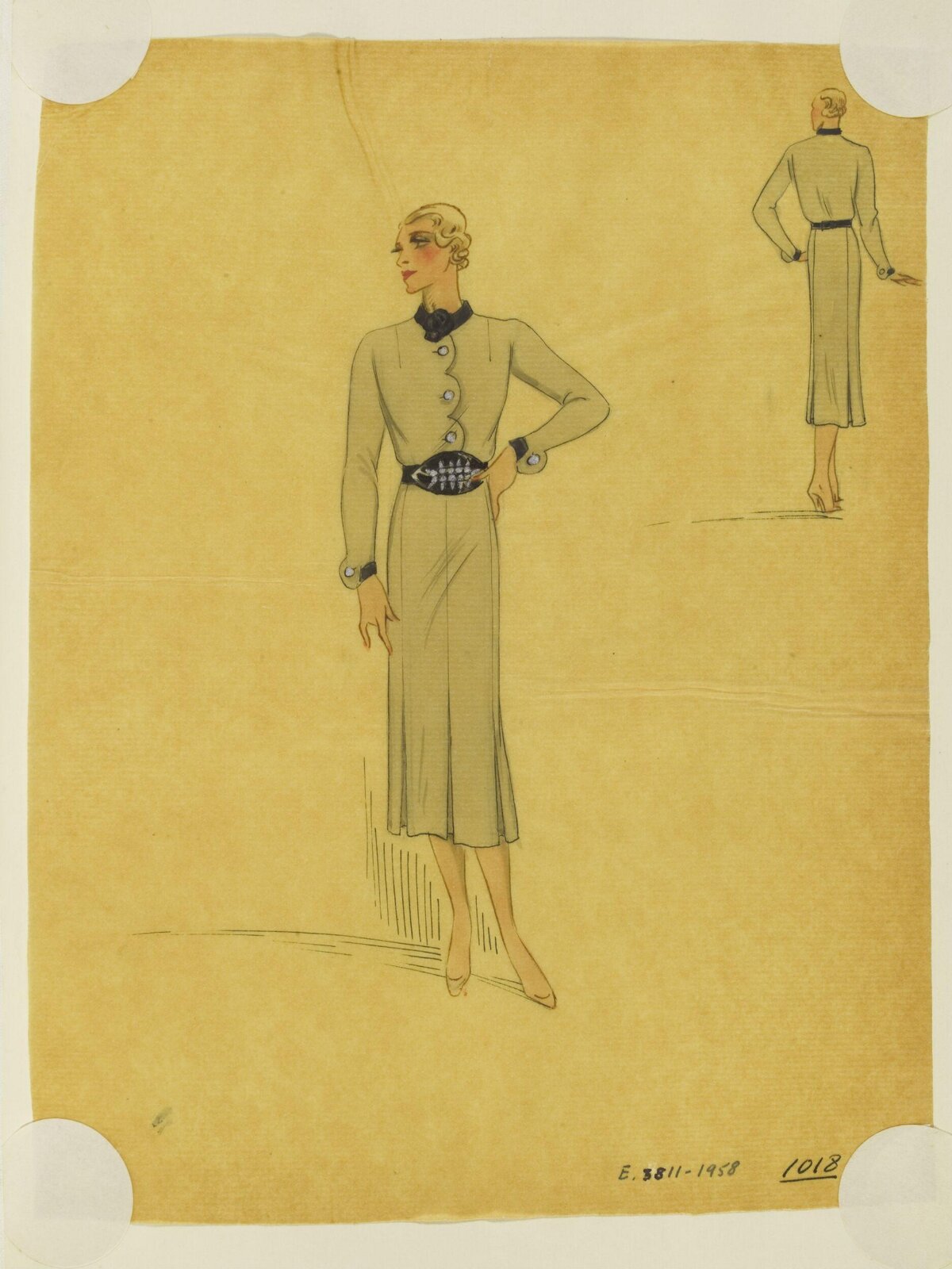 1930s Day Dress Fashion Sketch
