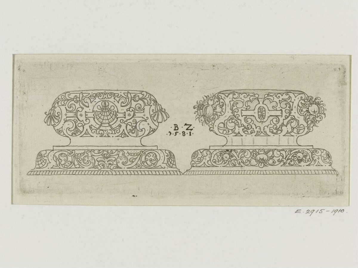 Two Ornate Casket Design Drawings