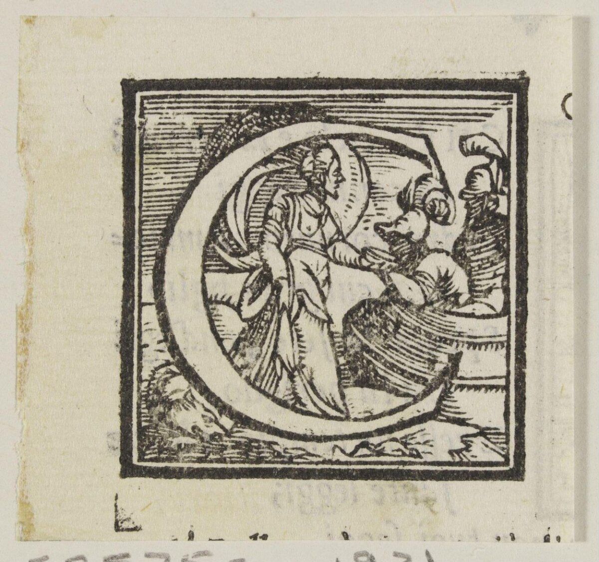 Woodcut Decorated Initial C