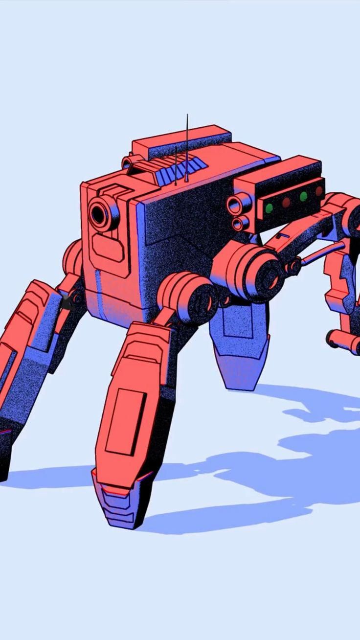 Red Quadruped Combat Mech