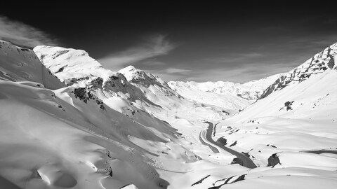 Black and White Snowy Mountain Landscape