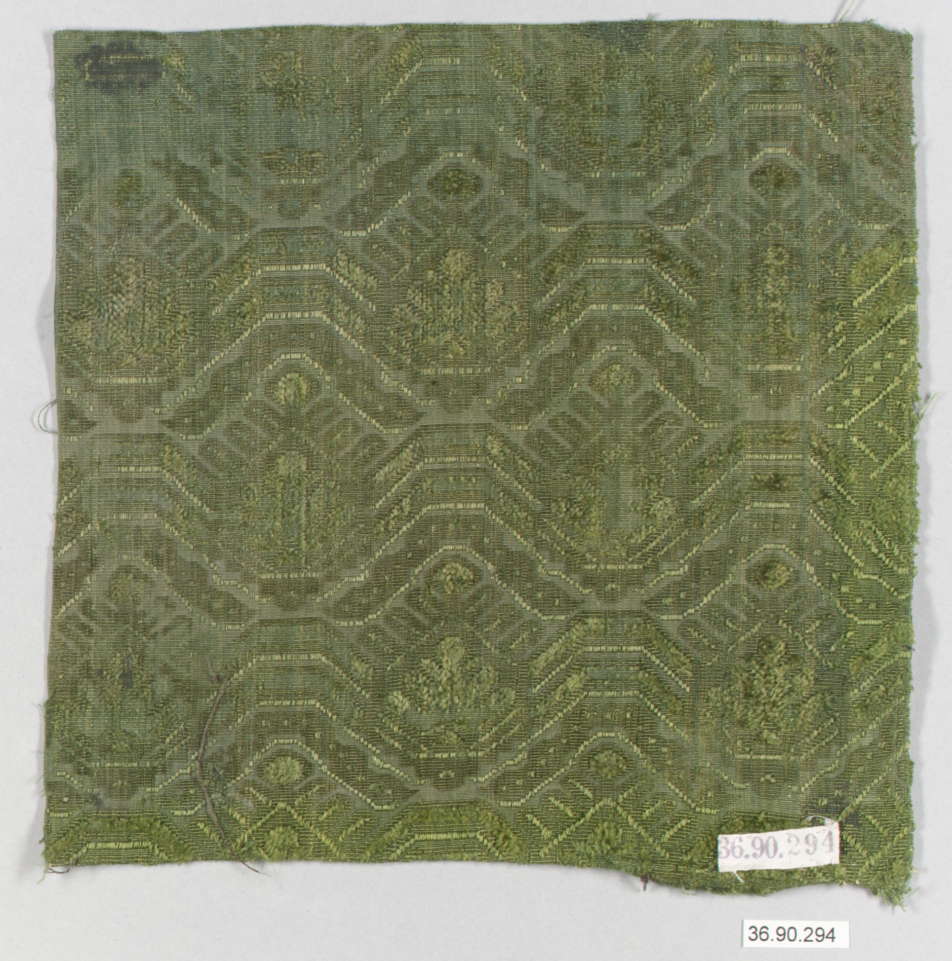 Green Antique Patterned Textile Fragment