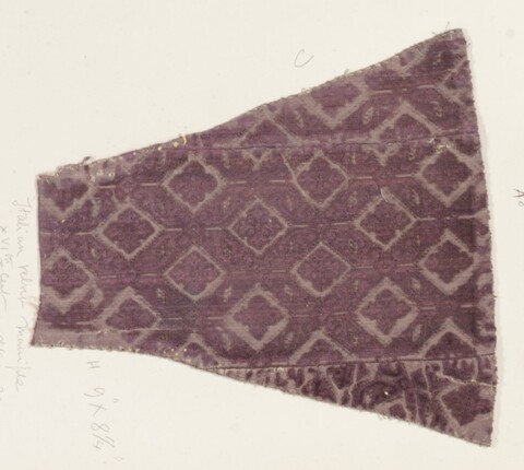 Antique Italian Purple Velvet Textile Fragment