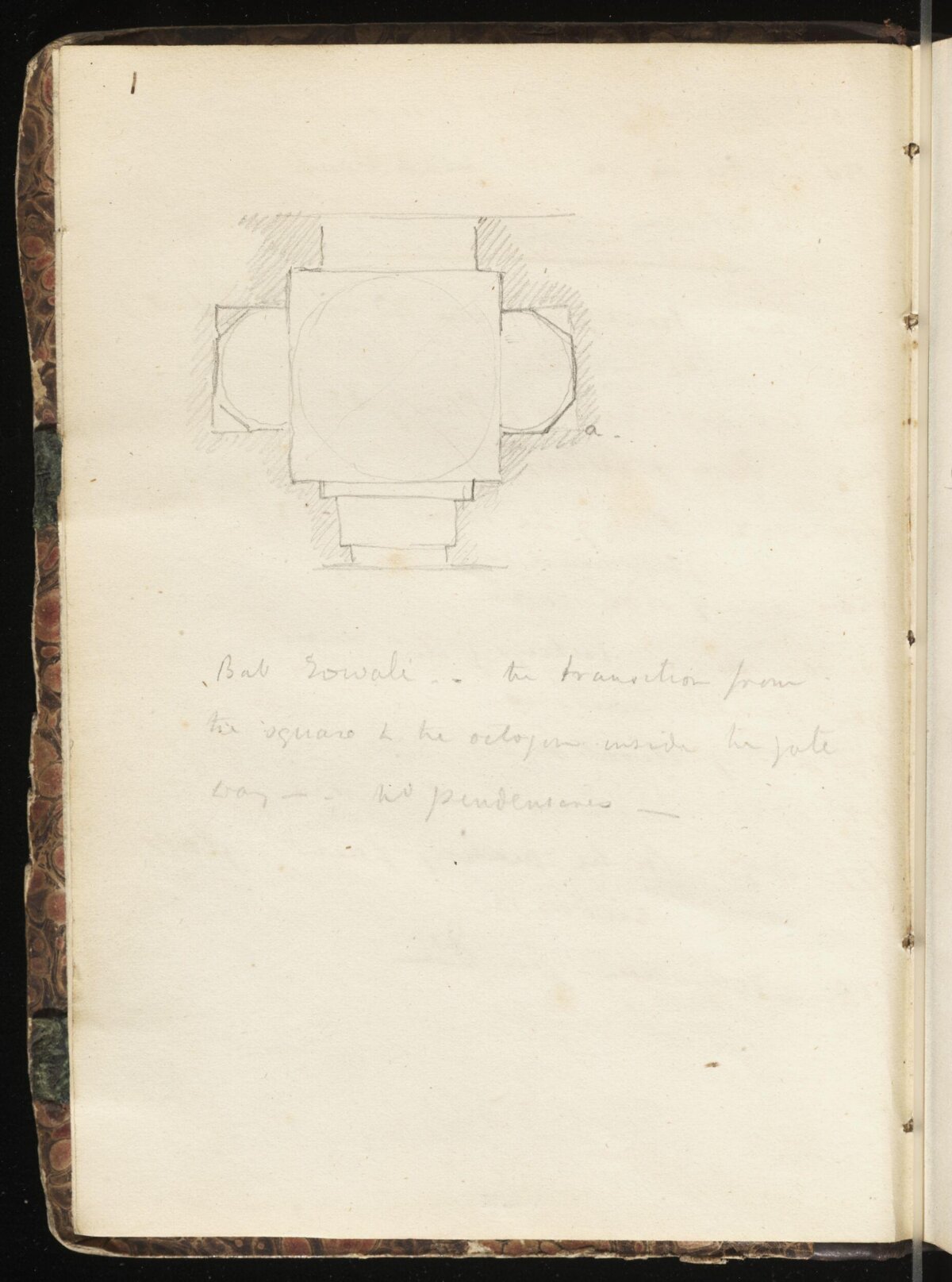 Hand-drawn Architectural Plan in Old Notebook