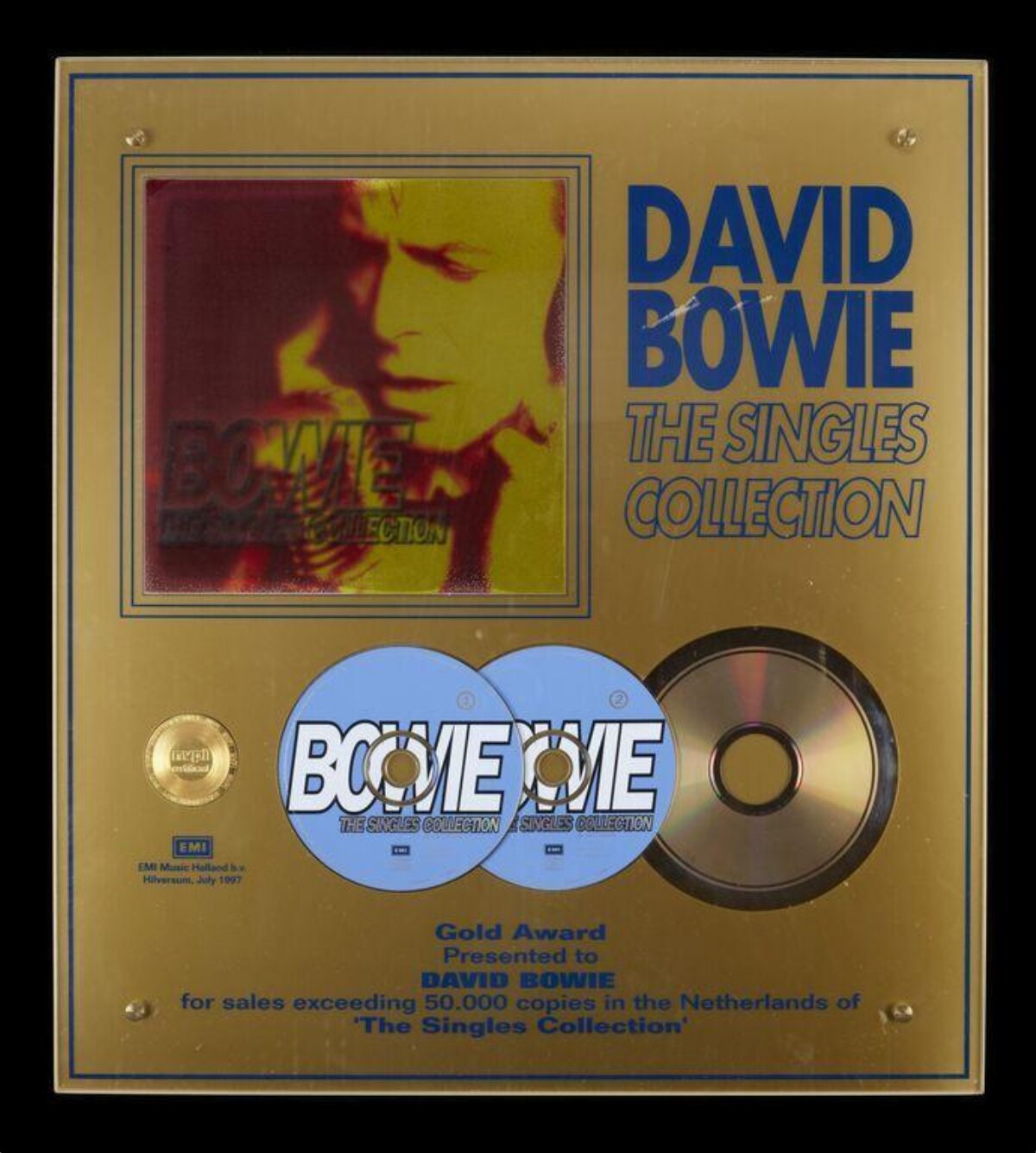 David Bowie Gold Sales Award Plaque