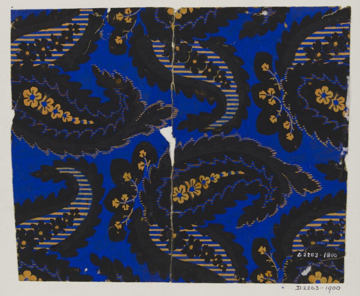 Vintage Blue Paisley Textile Design