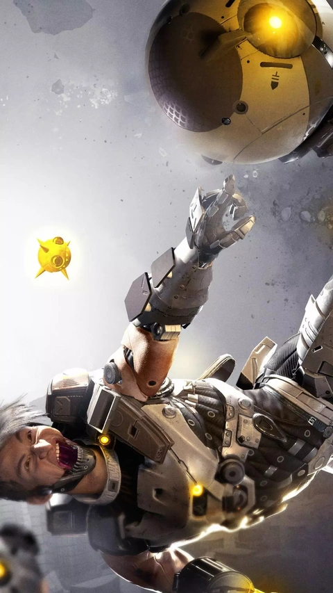 Cyborg Reaching For Floating Drone