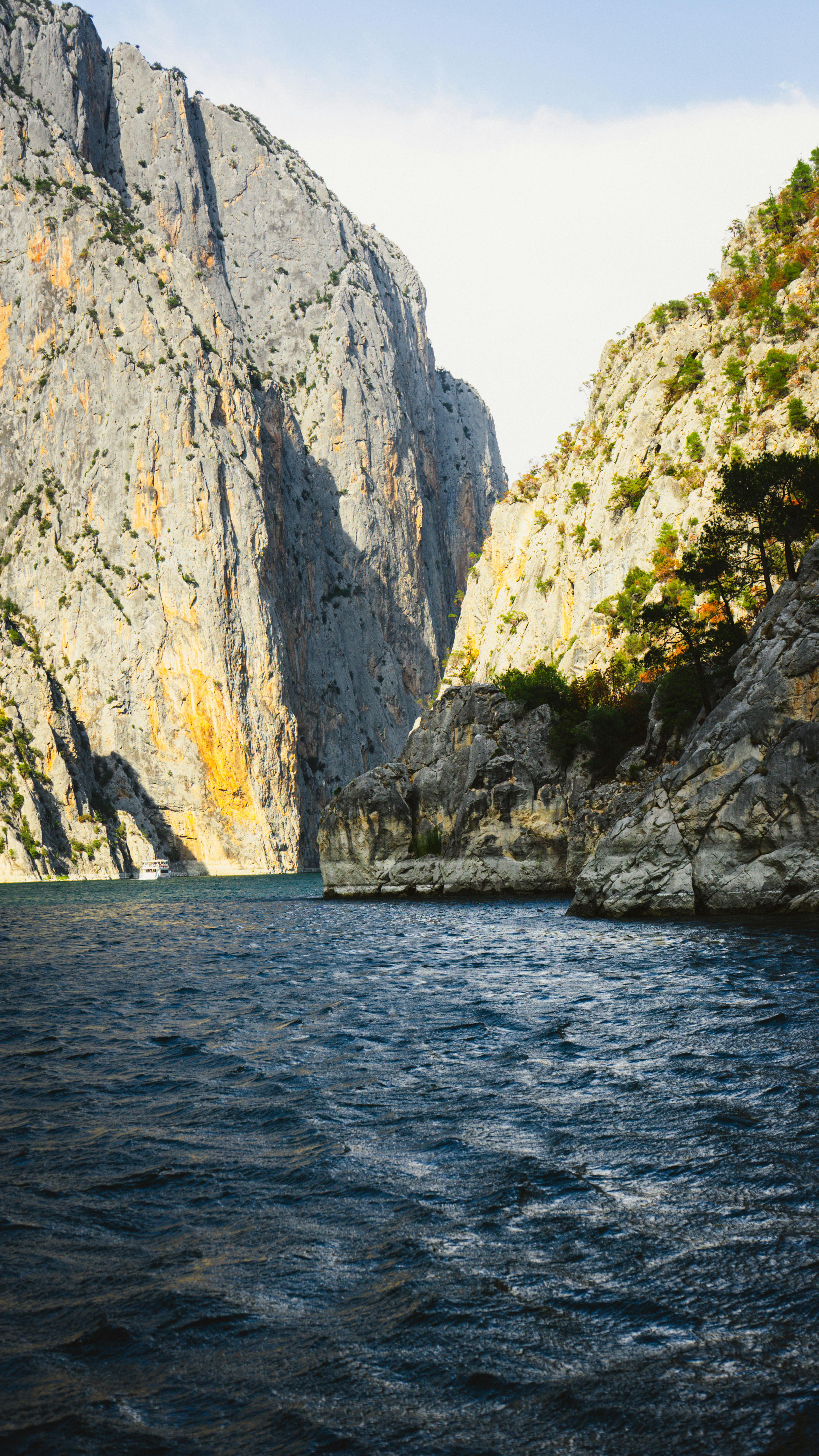 River Canyon Between Rocky Cliffs