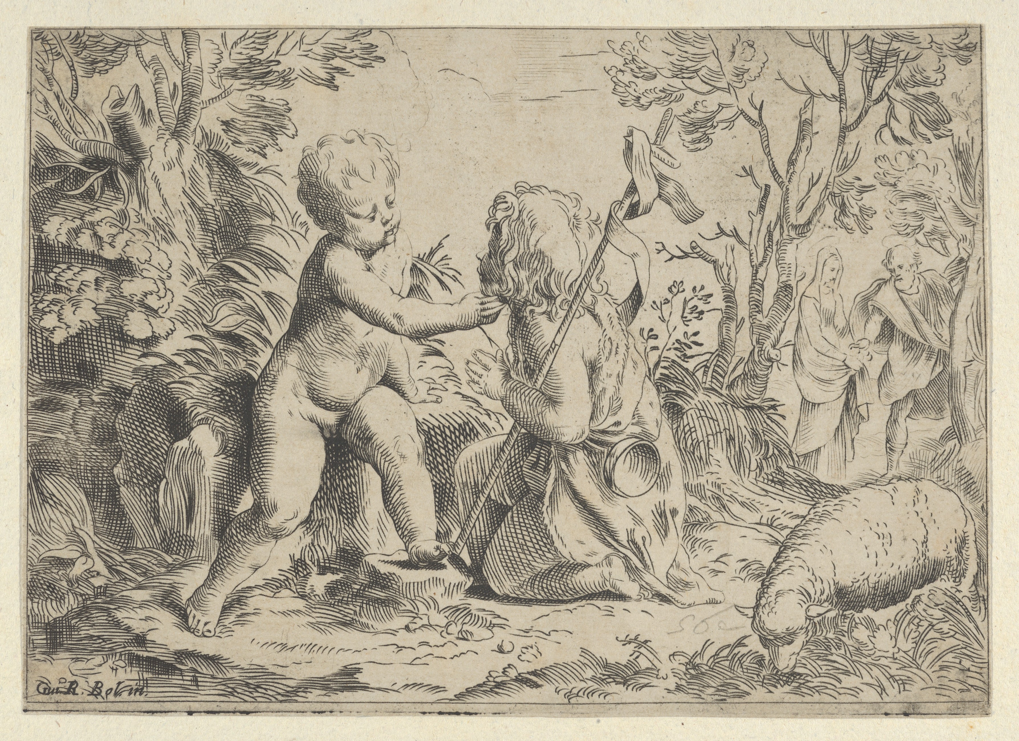 Infant Christ and St John the Baptist Engraving