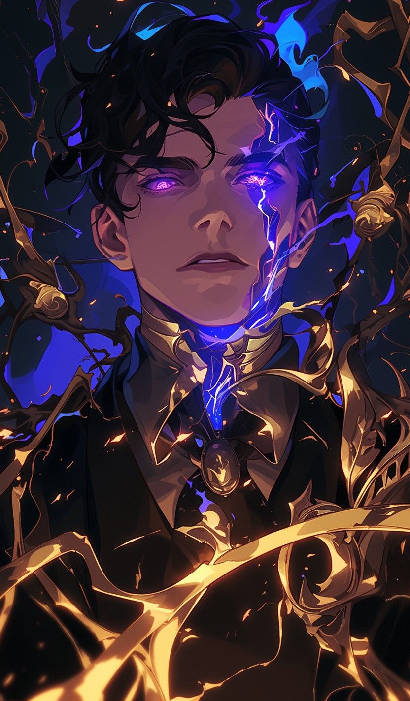 Anime Man with Glowing Magical Energy