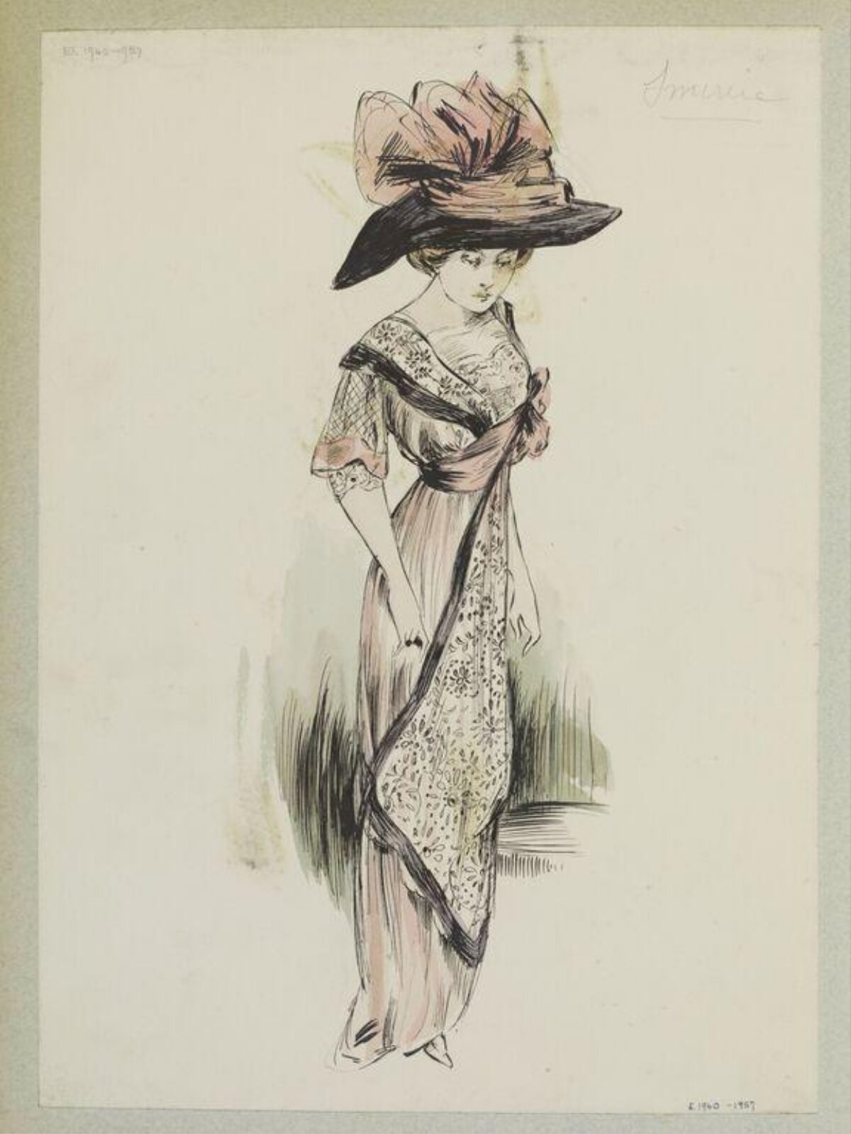 Early 20th Century Women's Fashion Sketch