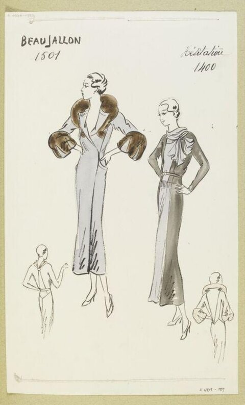 Vintage Women's Fashion Design Sketch