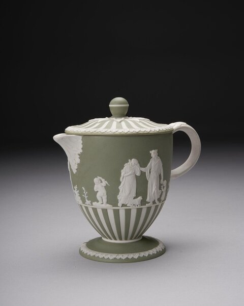 Green and White Neoclassical Covered Teapot