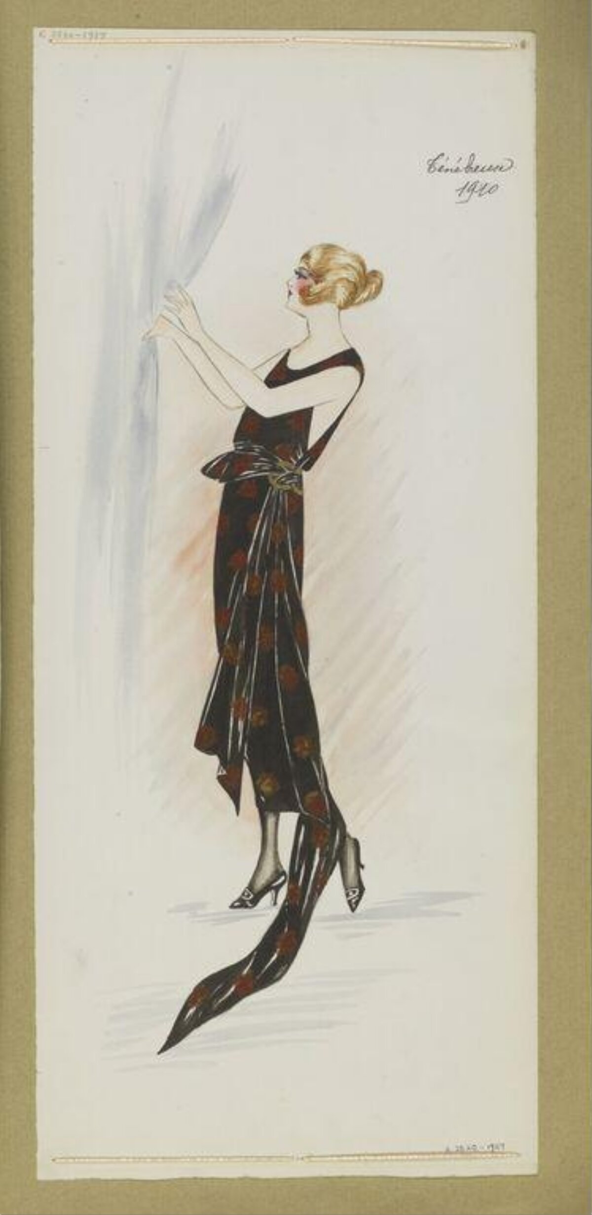 1920 Women's Dress Fashion Sketch