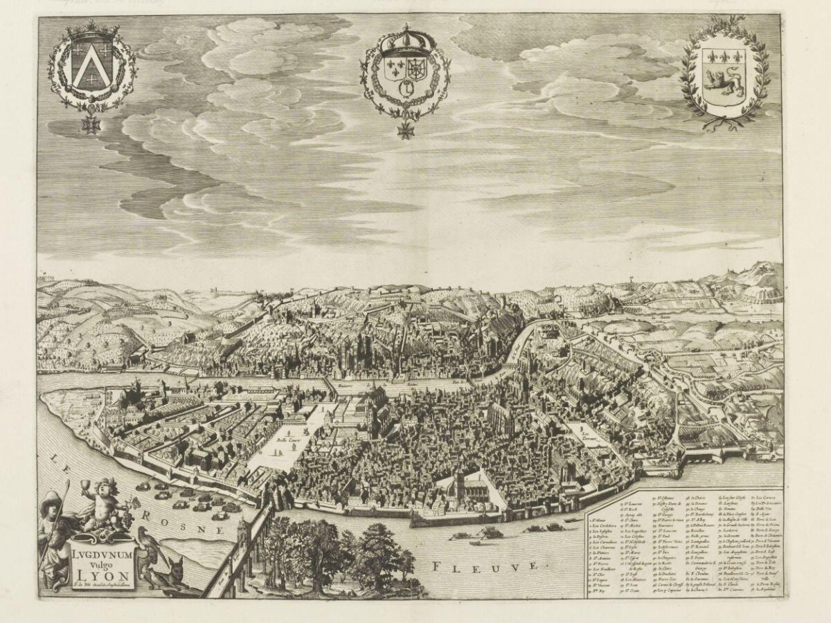 Antique Panoramic Engraving of Lyon