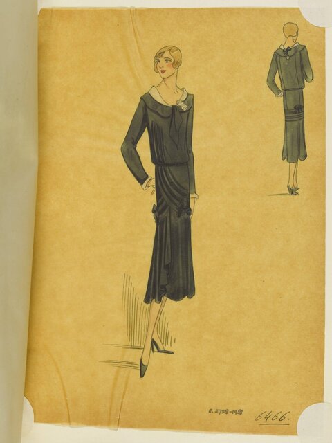 1920s Day Dress Fashion Sketch