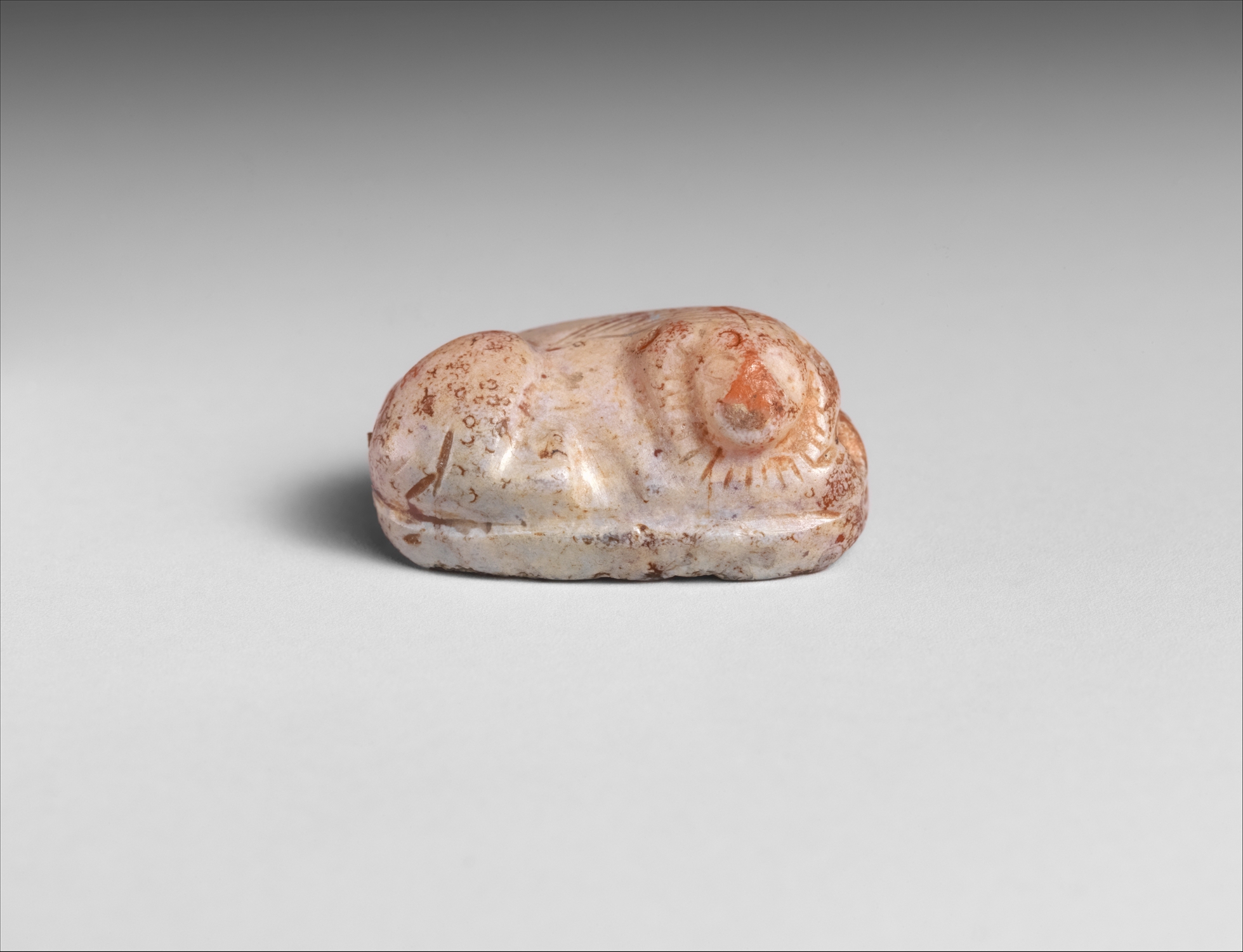Ancient Recumbent Stone Lion Carving