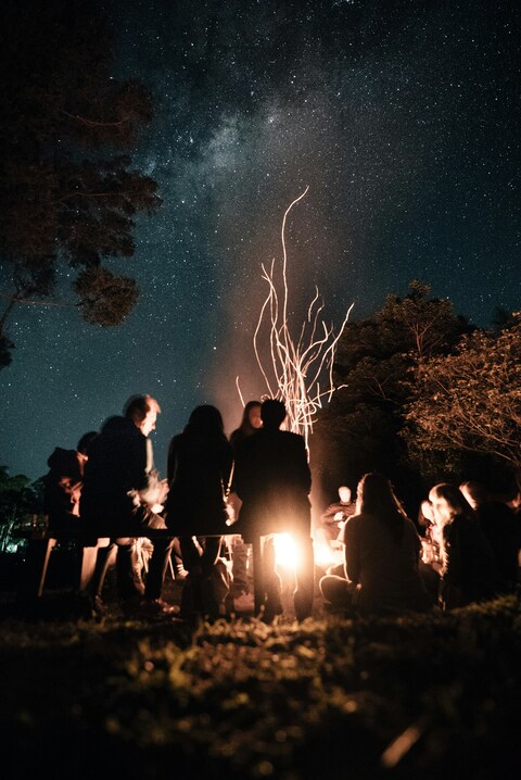 Campfire Gathering Under Starry Sky