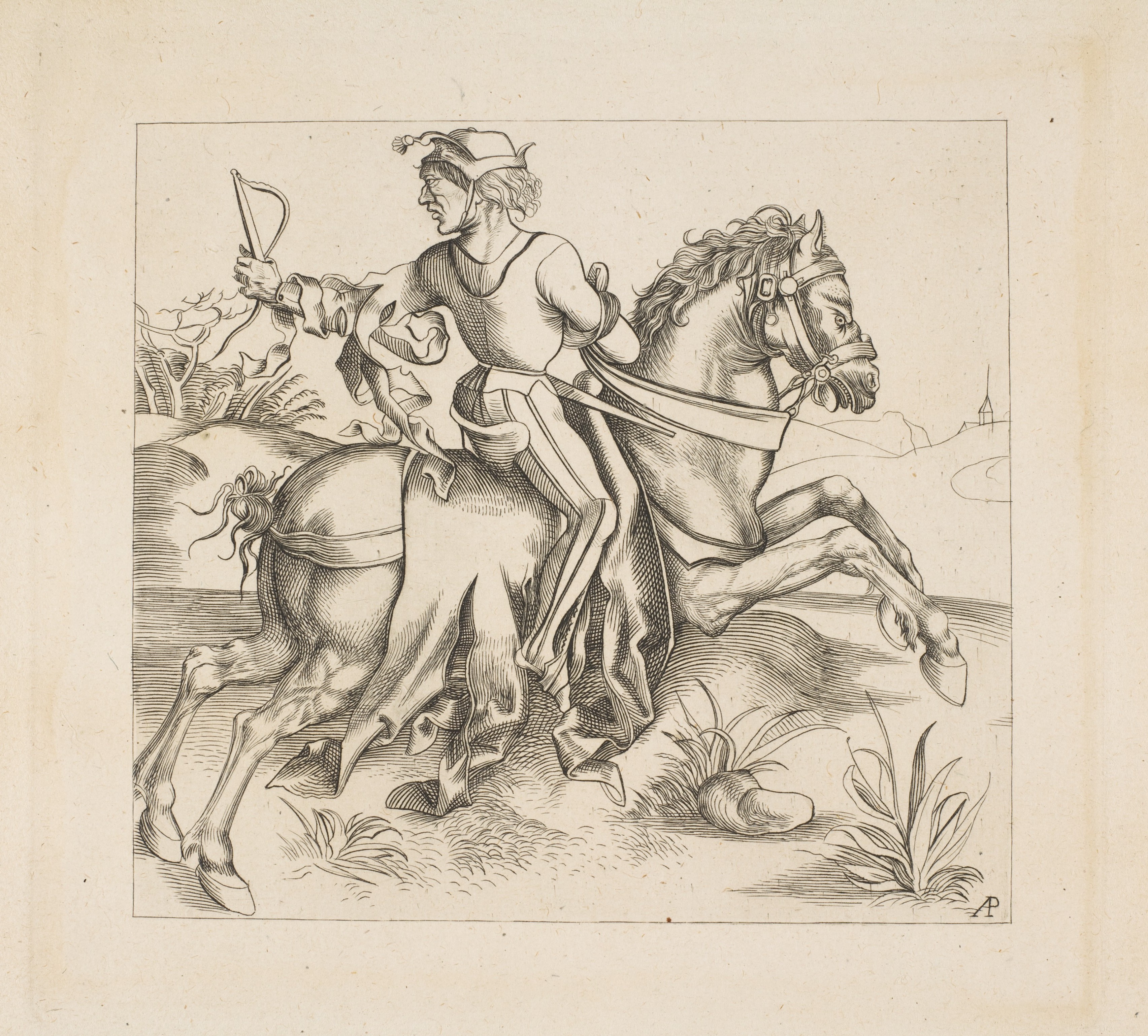Archer on Horseback Engraving