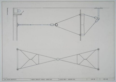 Glass Shelf Hanging Rail Technical Drawing