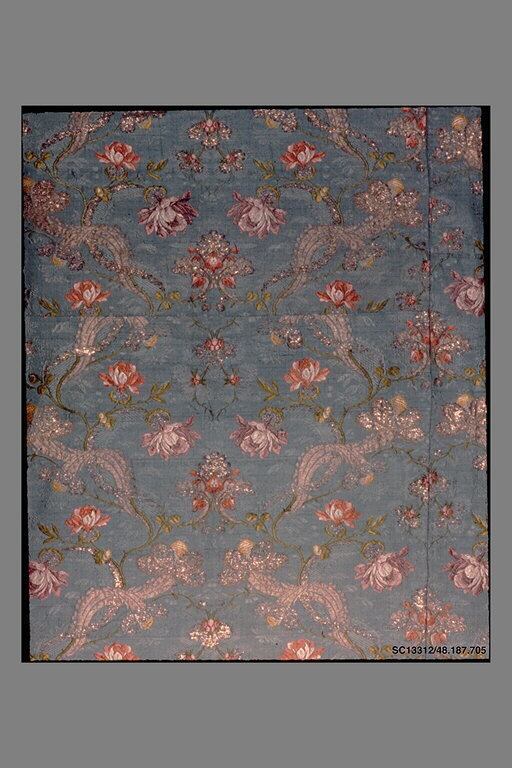 Blue Floral Embroidered Antique Textile