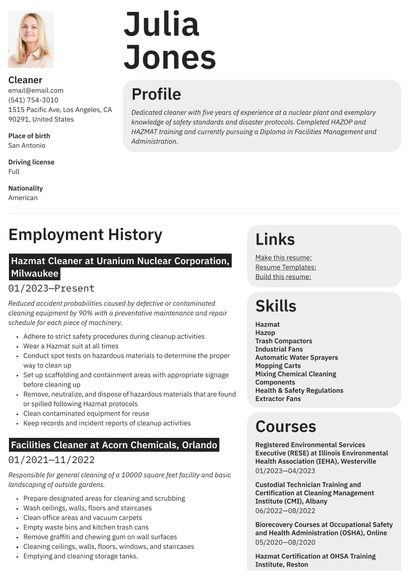 Cleaner Resume and CV Examples & Writing Guide_1
