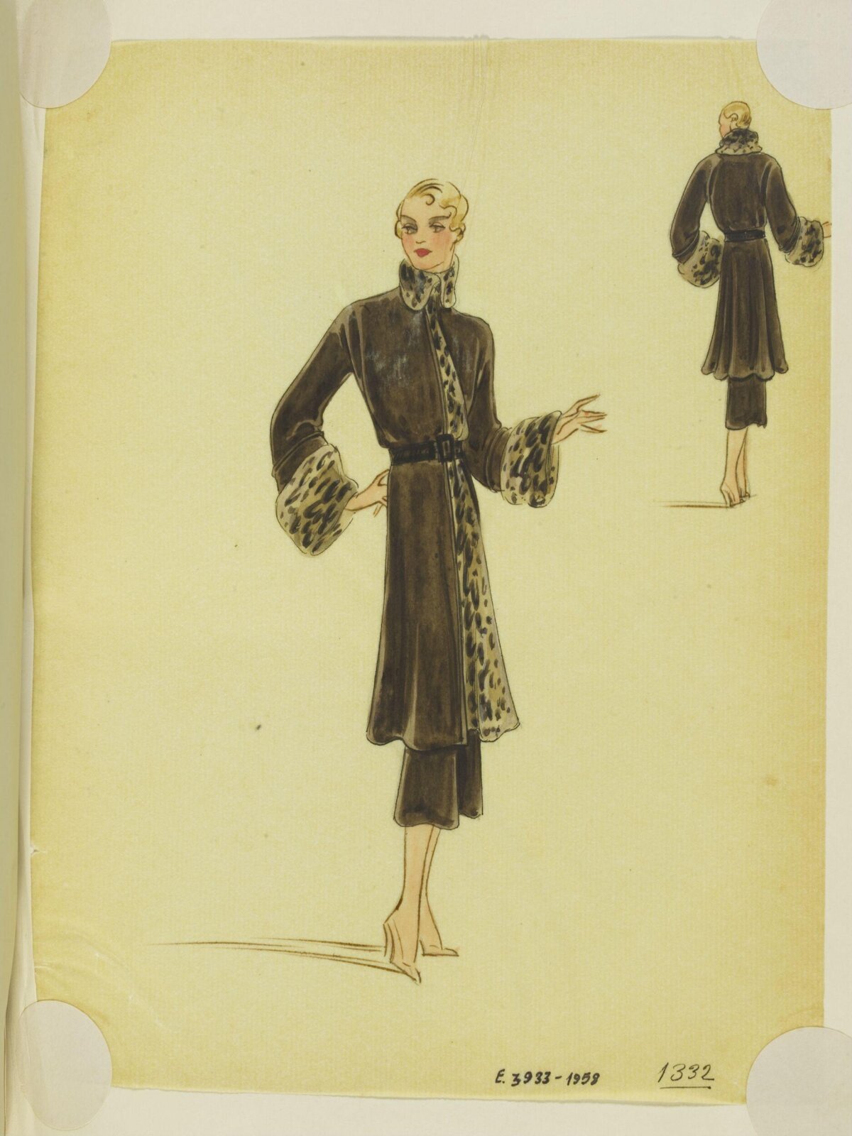 Vintage Women's Coat Fashion Sketch