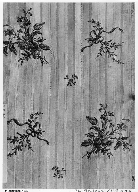Embroidered Floral Silk Textile Fragment